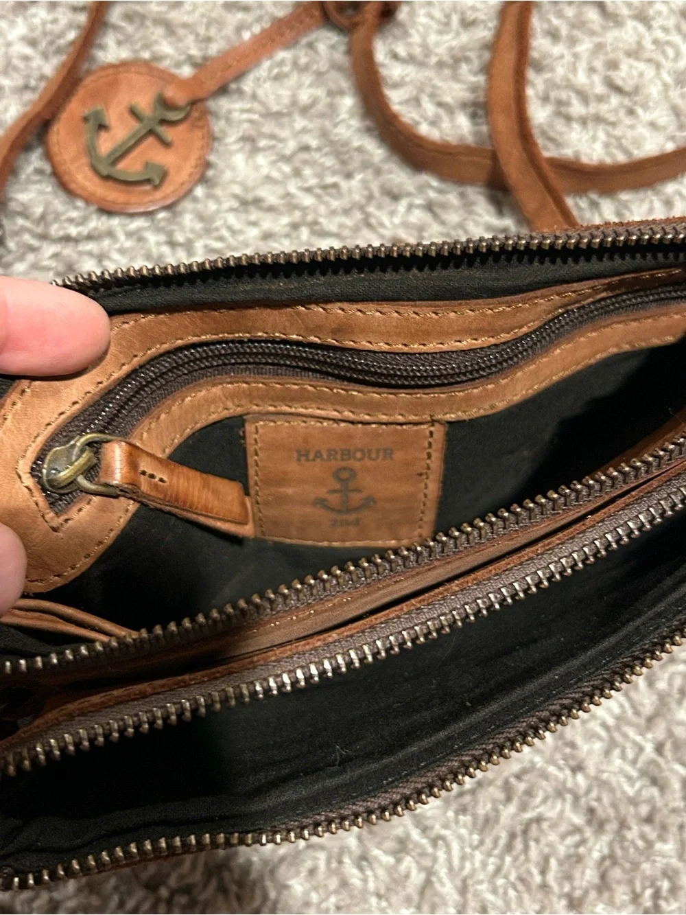 Harbour  2Nd Genuine Leather Luna Cognac Crossbody Belt Purse Bag
